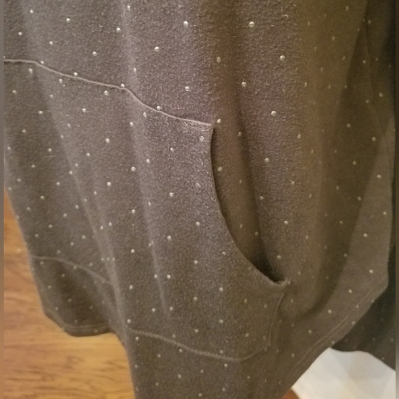 Cat & Jack Dark Gray Girls Hooded Long Sleeve Top Front Pocket Metallic Dots XL - Picture 2 of 6